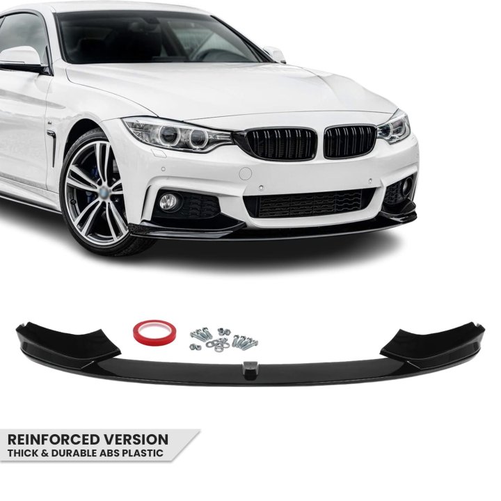 Performance priekšējā bufera spoileris BMW F32/F33/F36, spīdīgi melns V2: ĪPAŠI IZTURĪGA VERSIJA