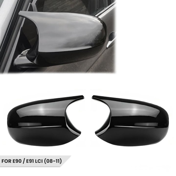 M stila V2 spoguļu vāciņu komplekts BMW E90 / E91 LCI (09-11), spīdīgi melns