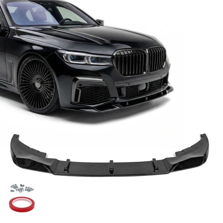 WR priekšējā bufera spoileris BMW G11 / G12 LCI (19-22) ar M-Pack, spīdīgi melns