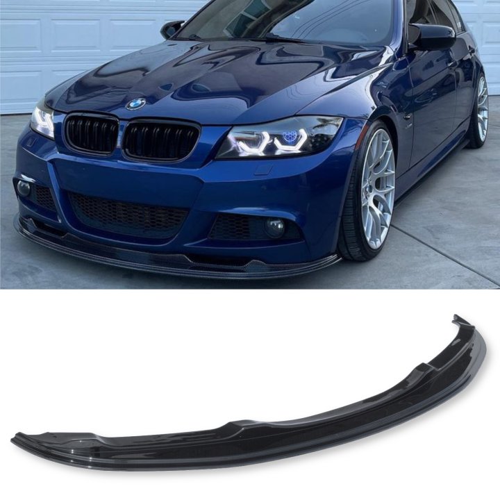 Priekšējā bufera spoileris priekš BMW E90 / E91 LCI M-Pack, spīdīgi melns, ĪPAŠI IZTURĪGA VERSIJA