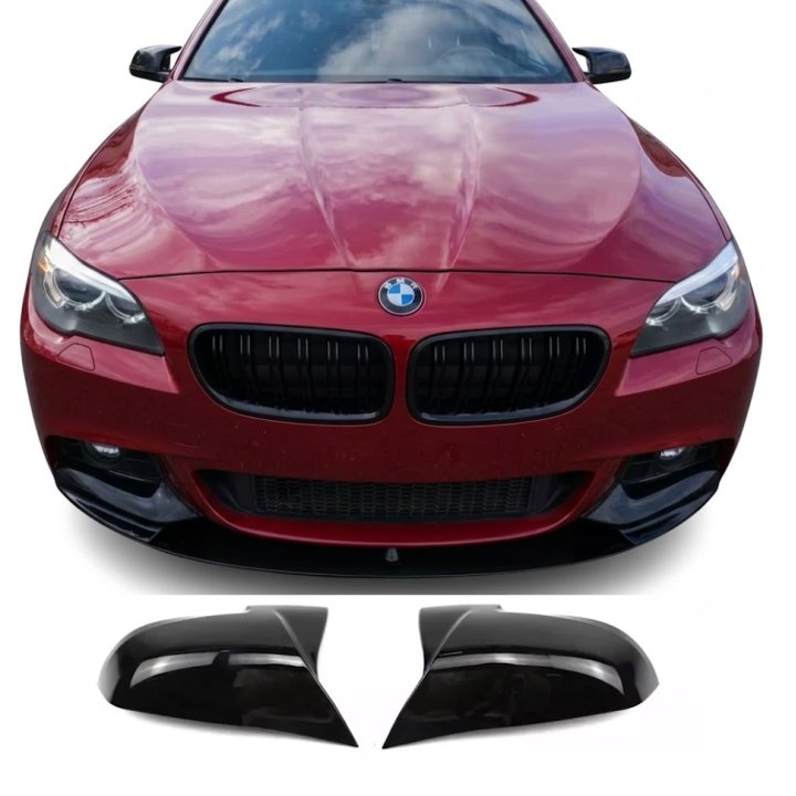 M stila spoguļu vāciņu komplekts BMW F10, F11, F06, F07, F12, F13 LCI, spīdīgi melns