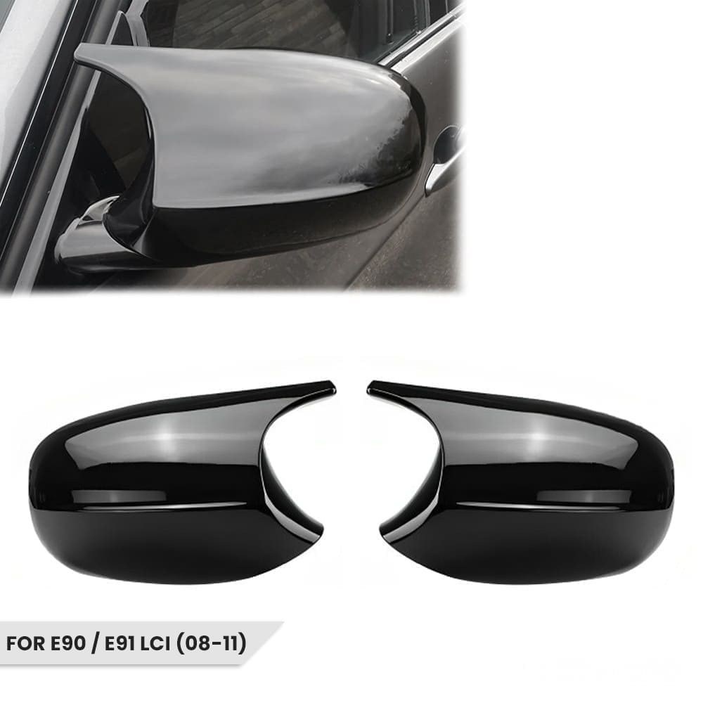 M stila V2 spoguļu vāciņu komplekts BMW E90 / E91 LCI (09-11), spīdīgi melns