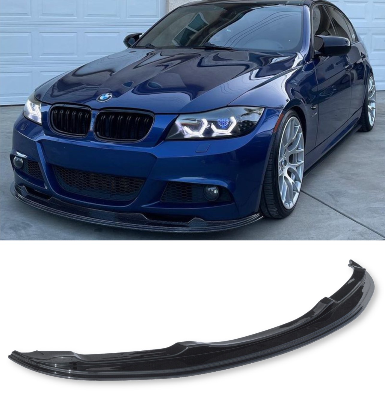 Priekšējā bufera spoileris priekš BMW E90 / E91 LCI M-Pack, spīdīgi melns, ĪPAŠI IZTURĪGA VERSIJA