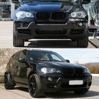 BMW E70 X5 / E71 X6 dubulto priekšējo restu komplekts, spīdīgi melns — 2